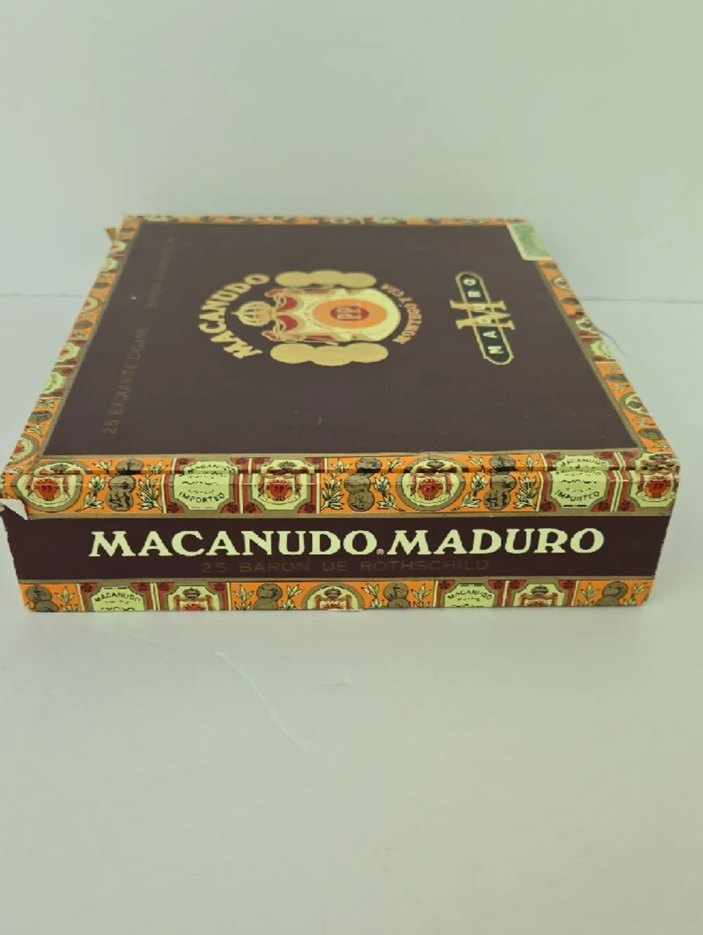 Vintage Macanudo Maduro Empty Wooden Cigar Box Barob De Rothschild